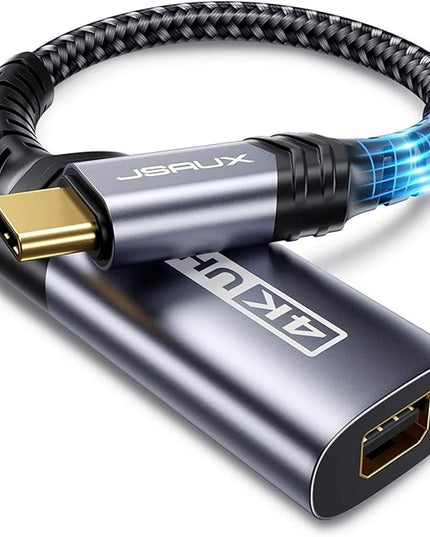 JSAUX USB C to Mini DisplayPort Adapter 4K@60Hz, Type C to Mini Display Port(Not for Thunderbolt 2) Cable, Compatible with MacBook Pro 2019 2018, Dell XPS, Samsung Galaxy S21 S20 Plus-Grey