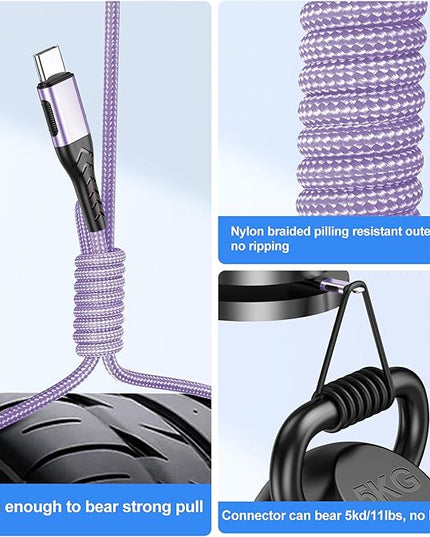 Durcord USB C Charger Cable, 2Pack 6ft USB Charger Fast Charging Type C Cord Cable, Type C Charger Cable Compatible with iPhone 15 Pro/Plus/Max/Android/Phone/Pad-Light Purple