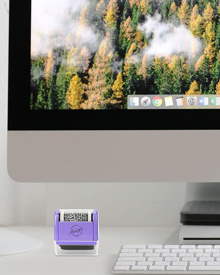 Miseyo Identity Theft Protection Roller Stamp Set - Purple (6 Refill Ink Incleded)