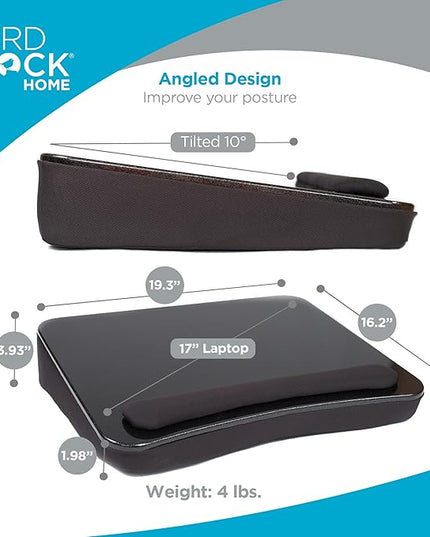 SOFIA + SAM Lap Desk w/Memory Foam Cushion - Large Surface for Crafts, Reading - for Laptops up to 17 inches - Cushioned Tray for Computer, Keyboard, Mouse, Bed, Couch, Chair, Padded Pillow - Black