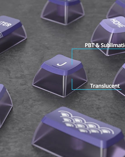 Guffercty kred Pudding PBT Keycaps for 75 Percent Keyboard, 120-Keys Transparent Keycaps ASA Profile Custom Replacement Key Caps US Layout for 60 68 82 87 104 Mechanical Keyboard (Lotus Pond)