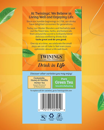 Twinings Pure Camomile Herbal Tea individually Wrapped Bags, 50 Count (Pack of 6), Naturally Caffeine-Free, Enjoy Hot or Iced, 300 Teabags