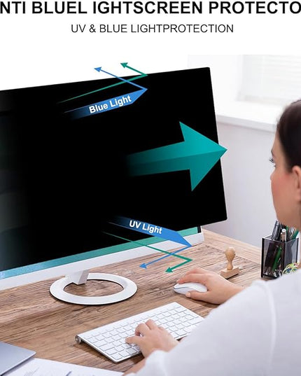 Pozlle 24 Inch Computer Privacy Screen Shield [2 Pack] for 16:10 Widescreen Desktop Monitor - Anti-Glare Blue Light Privacy Filter and Anti Spy Privacy Screen Protector Film
