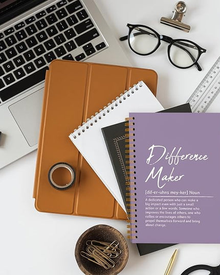OXW Purple Meeting Notebooks for Work, Difference Maker Gift Office Work Notebook Journal for Writing Note Taking, Thank You Gifts for Women Men Leader Boss Mentor Principal Manager, 5.5"x8.3"