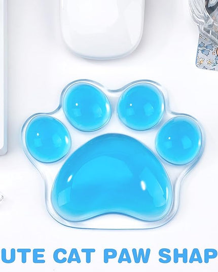 Ergonomic Blue Cat Paw Silicone Wrist Rest Pad for Mouse, Cute Computer Mouse Wrist Support for Arm Pain Relief, Hand Wrists Cushion for Home and Office Working Gaming Anti-Fatigu