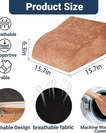 Foot Rest for Under Desk at Work, Ergonomic Under Desk Footrest with Washable Cover for Office, Home & Gaming Leg Elevation Pillow Brown