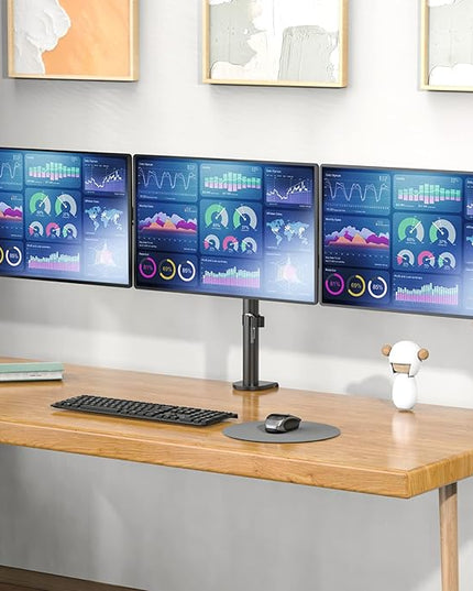 WALI Triple Monitor Mount, 3 Monitor Desk Mount for 13-27 inch Computer Screens, Holds up to 22 lbs, Triple Monitors Stand for Desk, with Tilt, Swivel, Rotation, VESA 75/100mm (M003S), Black