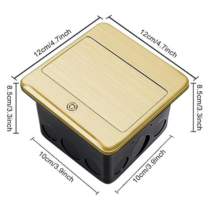 Vagueior Recessed Floor Electrical Outlet Kit,Waterproof Electrical Outlet Covcer Box,Hidden 4.8A USB+20A Tamper-Resistant Receptacle Outlet with Slow Elastic Damping ，ETL Certified,Brass