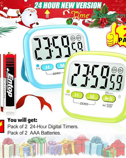 Antonki 2 Pack Classroom Timers for Kids Teachers, Magnetic Countdown Digital Kitchen Timer for Cooking, Study, Exercise, Games, Time Mangement - Loud/Silent Mode - Battery Included