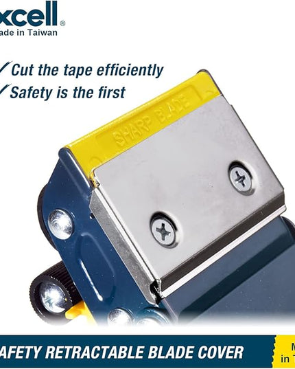Excell ET-22686 Anti-Backflow Metal Packaging Tape Dispenser (2" Wide) with 2 Roll Tapes for Packaging, Transportation, Moving and Box Sealing Carton (Tape Gun + 2 Tapes)