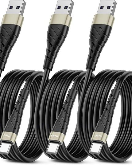 OIITH USB C Cable, USB A to USB C 3A Fast Charging (10FT 3Pack) Phone USB Type-C Charge Cable Android Charge Cord USB C Charger Cable for iPhone 15 Plus/Pro/Pro Max/Samsung/Pad/Laptop/LG/-Gold