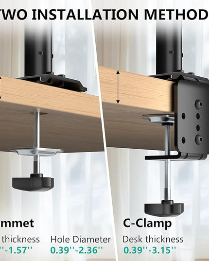 WALI Single Long Monitor Arm - 13 to 32 inch Computer Monitor Arm Desk Mount, Hold up to 19.8lbs, Extra Long Adjustable Stand, Full Motion Tall Arm, VESA 75/100mm, (GSDM001L)