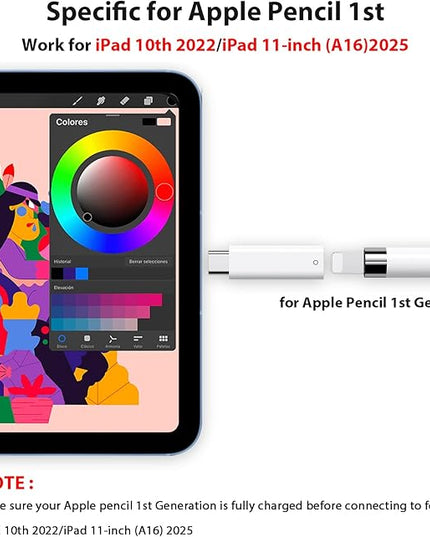 USB C Pencil Adapter for Apple Pencil 1st Generation, USB-C to for Lightning Pencils Charger Adapter Compatible with iPad 10th Gen, Type-C iPencil Dongle Connector Pair for iPad 10 to iPencil 1, 2Pcs