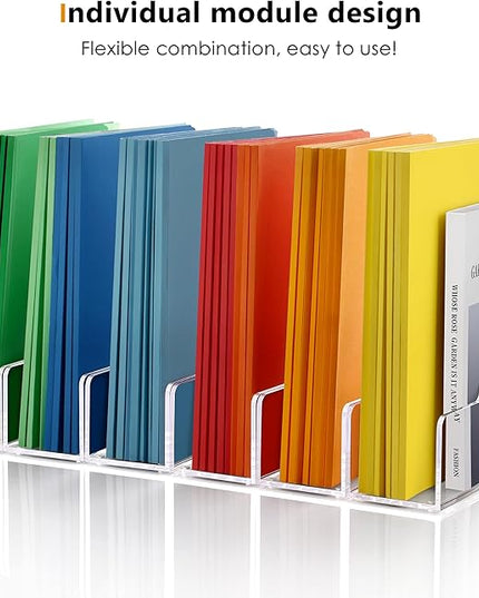 SANRUI 2-Pack Acrylic Magazine File Holder Desk Organizer Magazine Rack, Clear, Vertical File Sorter Holders, 9.45" D x 3.54" W x 10.24" H