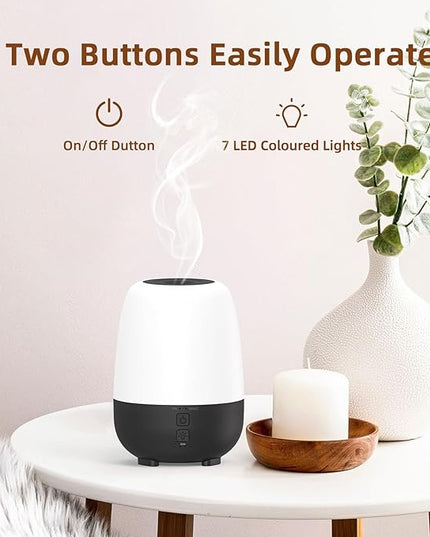 SEEDSEEL 150ML Rechargeable Battery Powered Essential Oil Diffuser, Cordless Portable Aromatherapy Diffuser,7-Hour Run time, 7-Color LED Lights