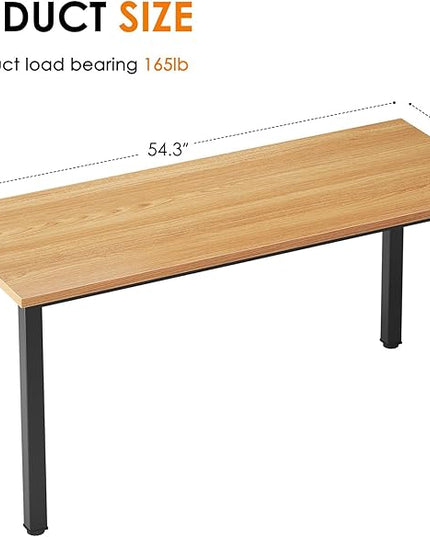 Need 54.3 Inch Large Computer Desk, Modern Simple Style Desk for Home Office, Basic Writing Table for Study Student, Teak