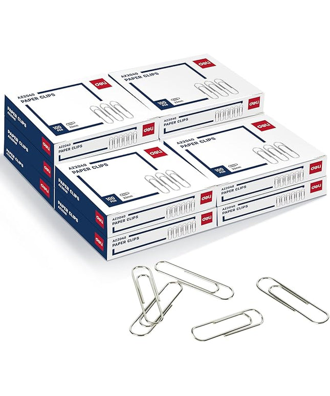 Deli #1 Smooth Paper Clips, 1000 Medium Paper Clips, 10 Boxes of 100 Each, Silver
