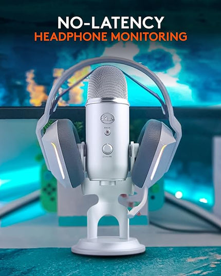 Logitech Creators Blue Yeti USB Microphone for Gaming, Streaming, Podcast, YouTube, Discord, PC, Studio Sound, Plug & Play-Silver