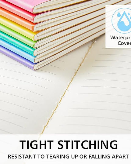 feela 80 Pack Composition Notebooks Bulk, Kraft Cover Lined Blank College Ruled Composition Travel Journals with Rainbow Spines For Women Students Business, 60 Pages, 8.3”x 5.5”, A5, 8 Colors