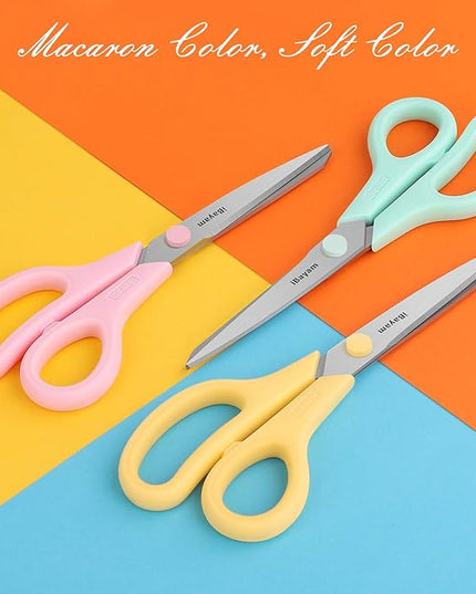 Scissors, iBayam 8" All Purpose Scissors Bulk 3-Pack, Ultra Sharp 2.5mm Thick Blade Shears Comfort-Grip for Office Desk Accessories Sewing Fabric Home Craft School Supplies, Right/Left Handed
