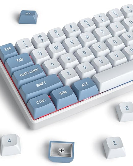 PBT Blue Keycaps 60 Percent with 6.25U Space Bar OEM Profile for Cherry MX Switch Mechanical Gaming Keyboard (CSA-Shoko)