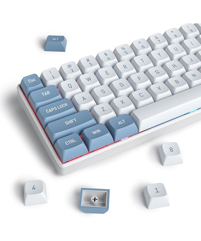 PBT Blue Keycaps 60 Percent with 6.25U Space Bar OEM Profile for Cherry MX Switch Mechanical Gaming Keyboard (CSA-Shoko)