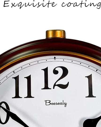 Beesealy Desk Clocks for Table Decor,Retro Mantel Clock Battery Operated for Fireplace Mantel, Living Room,Bedroom,Office,Desktop Decoration (Frosted Style)