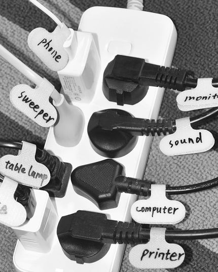 32 Write On Wire Labels - White, 1.2" x 0.63" for Electronics & Computers Cable Management