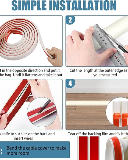 Floor Cord Covers for Wires 10FT Cable Hider Wire Cover Self Adhesive Cord Hider Floor for Offices, Homes, Workshops, Warehouses Cable Cavity 0.39" W x 0.27" H