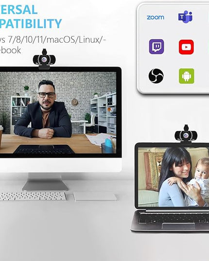 Akyta 1080P Web Camera for Laptop, Webcam with Microphone/Privacy Cover/Stand/Adapter/Plug and Play & Wide Angle 110°, USB Webcam for Desktop Computer PC Mac Video Calling/Zoom Conferenc