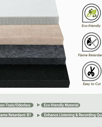 TroyStudio Thickened Acoustic Panels, 16 x 12 x 0.5 Inches Pack of 6 Felt Wall Decor Tiles Sound Absorbing Board, Noise Reverb Echo Dampening Soundproof Padding for Door Music Recording Home Studio
