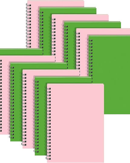 Yahenda 18 Pcs Spiral Notebook Bulk A5 Journal Lined 8.3'' x 5.5'' Writing Composition Paper Small Notepad Subject Notebook for Students Office Business Back to School Supplies (Pink,Light Green)