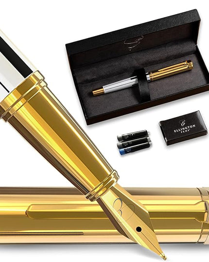 Ellington Pens Luxury Fountain Pen Set - Smooth Fine Nib- Includes 3 Ink Cartridges, Refillable Ink Converter, Gift Box- Fountain Pens For Writing, Calligraphy, Journaling, Sketching (Master Chopin)