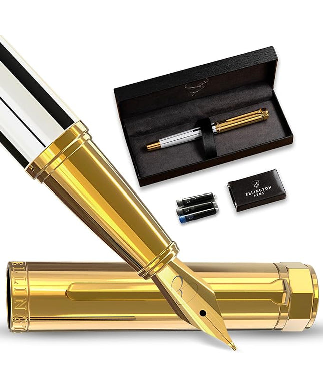 Ellington Pens Luxury Fountain Pen Set - Smooth Fine Nib- Includes 3 Ink Cartridges, Refillable Ink Converter, Gift Box- Fountain Pens For Writing, Calligraphy, Journaling, Sketching (Master Chopin)