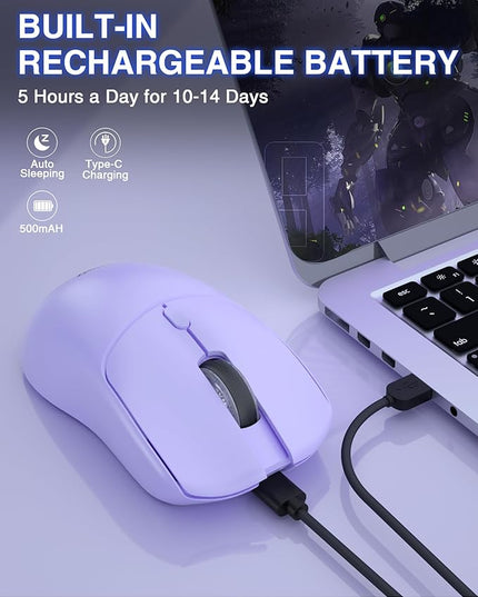 AULA SC580X Wireless Gaming Mouse, Tri-Mode 2.4G/BT5.0/USB-C Gaming Mice with 12000 DPI, 6 Programmable Buttons, Rechargeable Computer Mouse for Laptop/PC/Mac/Tablet