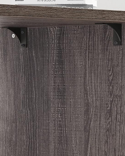 HSH L Shaped Computer Desk with Drawers, 360 Rotating L Shape Desk with Storage Cabinet Shelves, Industrial Home Office Desk for Executive Writing Study Work, Dark Wood Table Swivel Desk, Gray 55 Inch