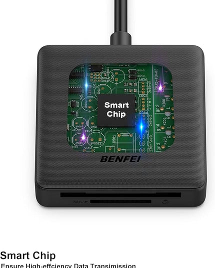 Memory Card Reader, BENFEI 4in1 USB 3.0 and USB-C to SD Micro SD MS CF Card Reader Adapter, 4 Cards Simultaneously Read and Write, Compatible with iPhone 15 Series, MacBook Pro/Air 2023, and More