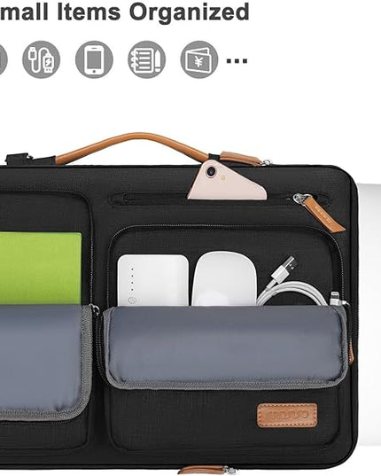 MOSISO 360 Protective Laptop Shoulder Bag,15-15.6 inch Computer Bags Compatible with MacBook Pro 16 inch, HP, Dell, Lenovo, Asus Notebook,Side Open Messenger Bag with 4 Zipper Pockets, Black