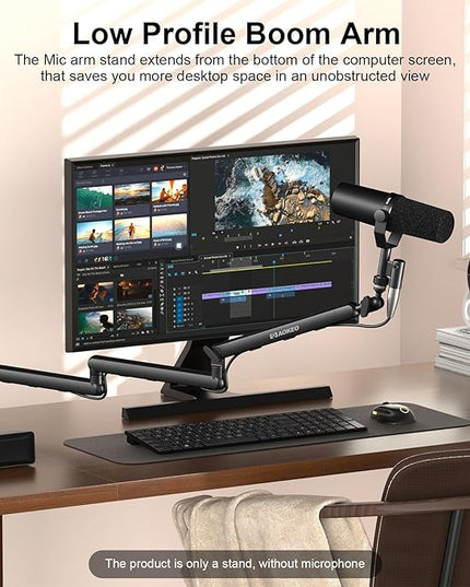 Microphone Arm,Aokeo AK-55i Desk Low Profile Adjustable Mic Boom Arm Stand,Suitable For Blue Yeti,Snowball iCE, HyperX QuadCast,SoloCast,Elgato Wave,Etc