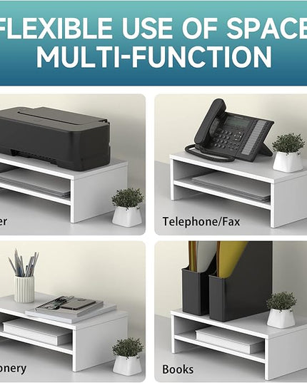 FITUEYES Monitor Stand - 2 Tier Computer Monitor Riser Shelf, Wood Desktop Stand for Laptop Computer Screen, Desk Organization, Office Supplies