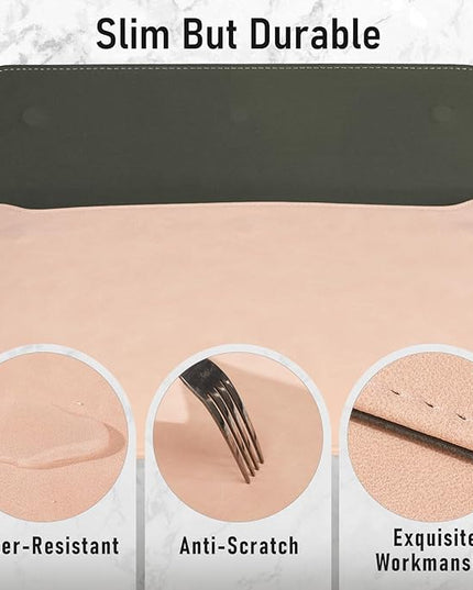 Allinside 13 Inch Laptop Sleeve Case for MacBook Air 13 2018-2025/MacBook Pro 13 2016-2022/Macbook Pro 14 2021-2024, Waterproof Matte PU Leather Horizontal Envelope Protective Case Cover, Flesh Pink