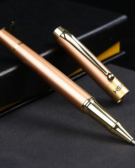 HSK Ballpoint Pens Luxury gift Pen Black Refill Line width 0.5mm,Best Ball Pen Gift Set for Men & Women Professional Executive,Office,Nice Pens Classy Gift Box (Rose gold)