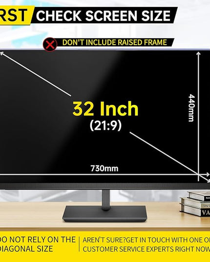 DEJIMAX 32 Inch Privacy Screen for 16:9 Computer Monitor, Anti-Blue Light Monitor Privacy Screen Filter, Anti-UV Computer Shield, Hanging Type