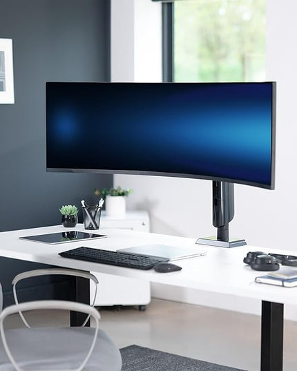 VIVO Heavy Duty Aluminum Ultrawide Monitor Desk Mount for up to 49 inch Screens, Holds 39.6 lbs, Space Efficient Vertical Lift Stand, Black, STAND-149J