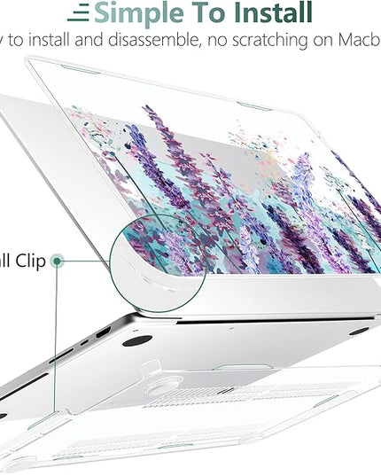 DONGKE Case for M5 MacBook Pro 14 inch 2025 2024-2021 M4 M3 M2 M1, Plastic Hard Shell Cover Compatible with A3434 A3112 A3401 A3185 A2992 A2779 A2442, Retina XDR Display & Touch ID, Lavender Flowers
