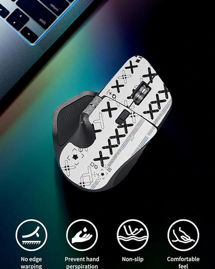 Mouse Grip Tape Full Coverage for Logitech MX Master 4 Wireless Gaming Mouse,Self-Adhesive PreCut Sweat-Resistant Professional Mice Upgrade Kit - White