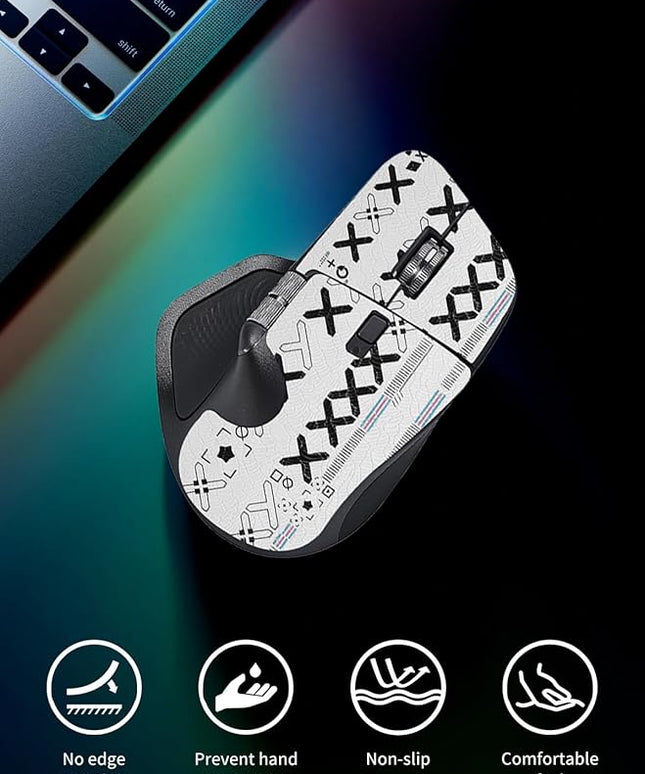 Mouse Grip Tape Full Coverage for Logitech MX Master 4 Wireless Gaming Mouse,Self-Adhesive PreCut Sweat-Resistant Professional Mice Upgrade Kit - White