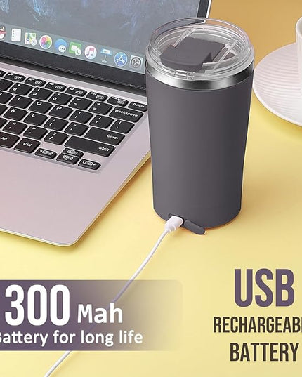 hatisan Self Stirring Coffee Mug With Lid Electric High Speed Self Stirring Mug 400ml Rechargeable Detachable Stainless Steel Self Stirring Cup for Coffee, Milk, Cocoa Christmas Gift(Dark Grey)