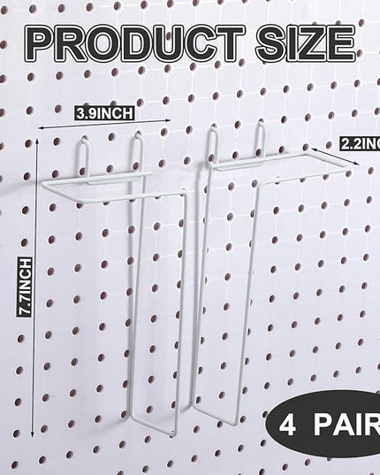 4 Pair Pegboard Display Shelves Expandable Width Metal Magazine Holder Hanging Wall File Organizer Pegboard Accessories Wall Decor for Pantry Exhibitions Trade Show Retail Store(White)