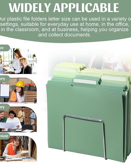 48 Pack Colored File Folders Plastic Green File Folders Letter Size 1/3 Cut Tabs File Folder with Sticky Labels Manila File Folders 8.5 X 11 for Documents Office School Organizer(8 Per Color)